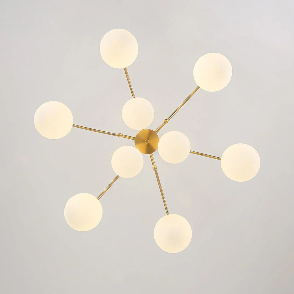 9-Light Goose Arm Opal Glass Bubble Tiered Chandelier - Image 14