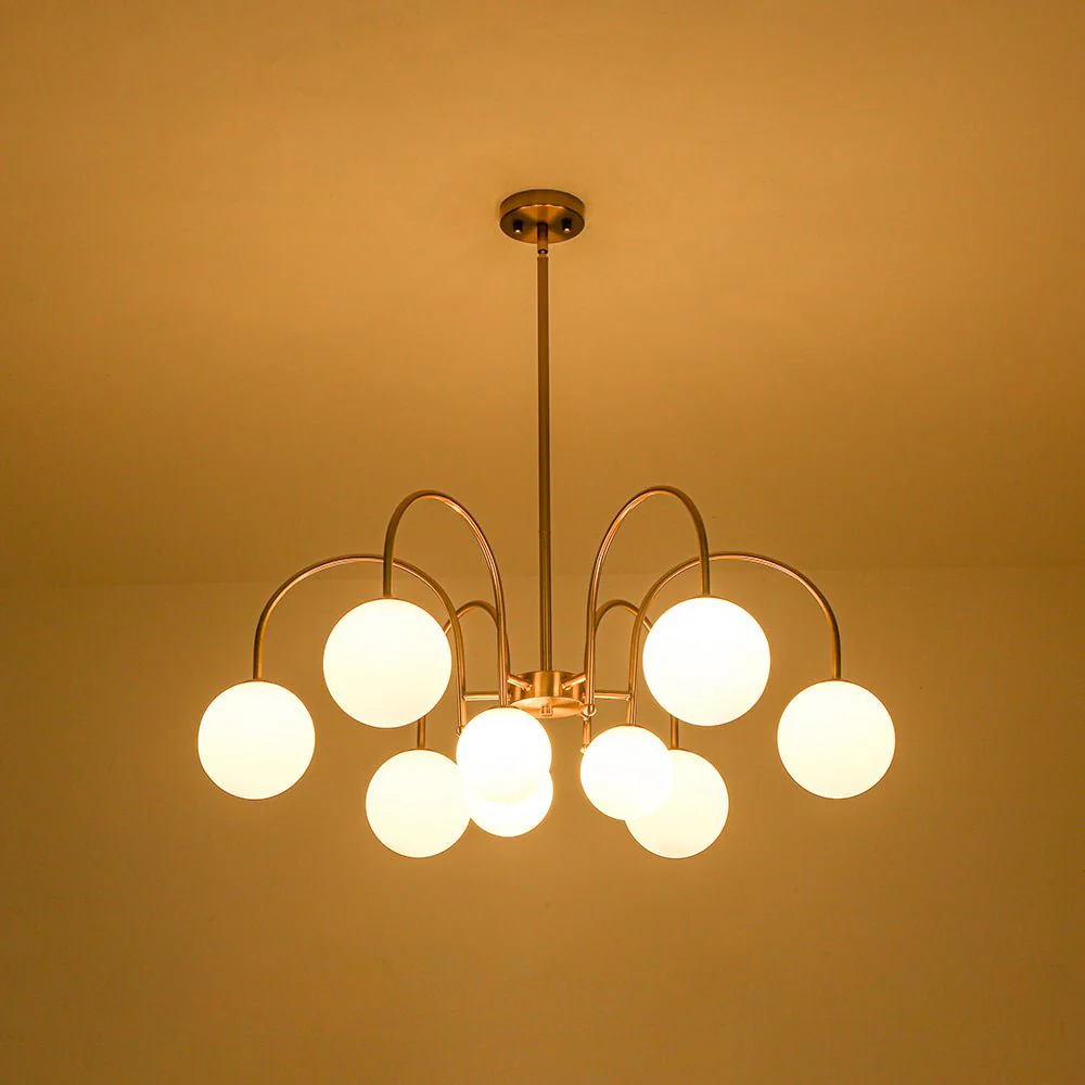 9-Light Goose Arm Opal Glass Bubble Tiered Chandelier - Image 15