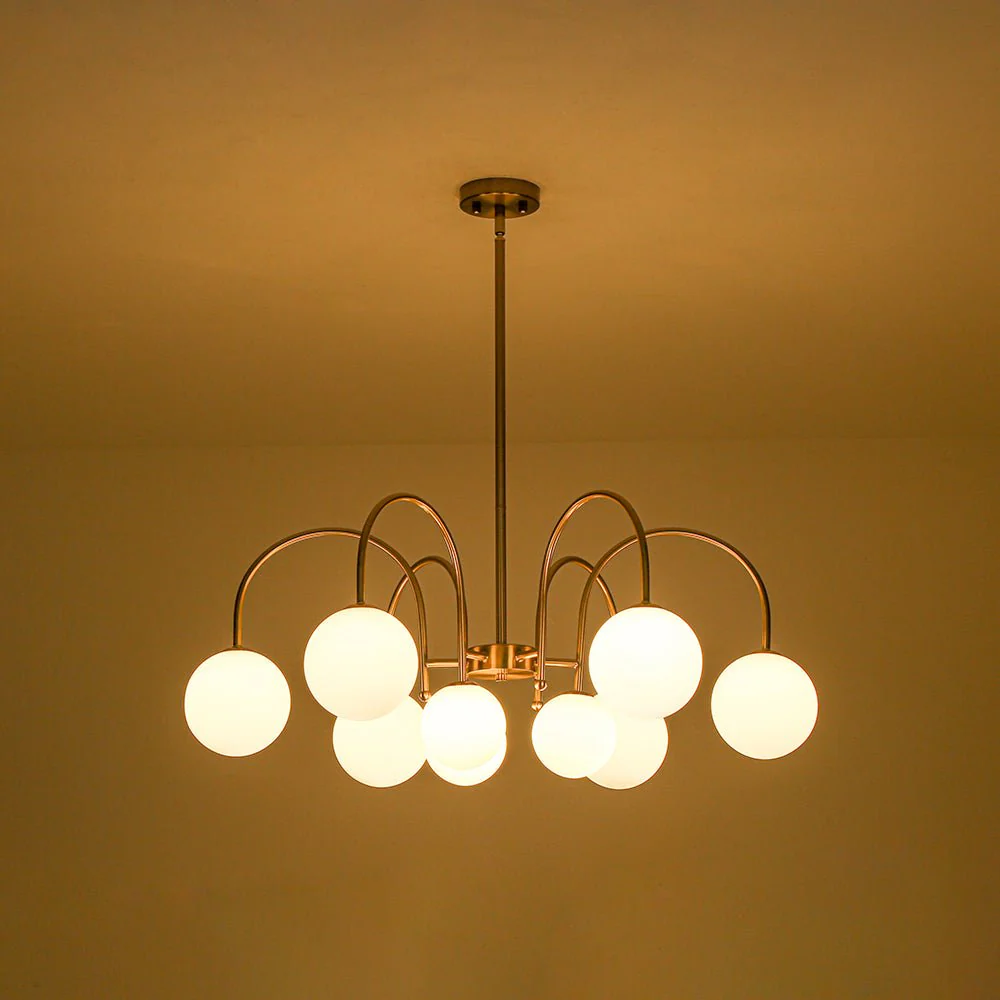 9-Light Goose Arm Opal Glass Bubble Tiered Chandelier - Image 17