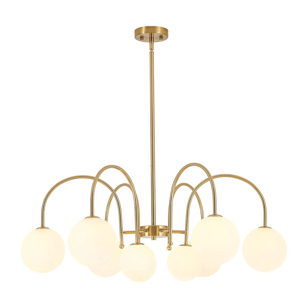 9-Light Goose Arm Opal Glass Bubble Tiered Chandelier - Image 3