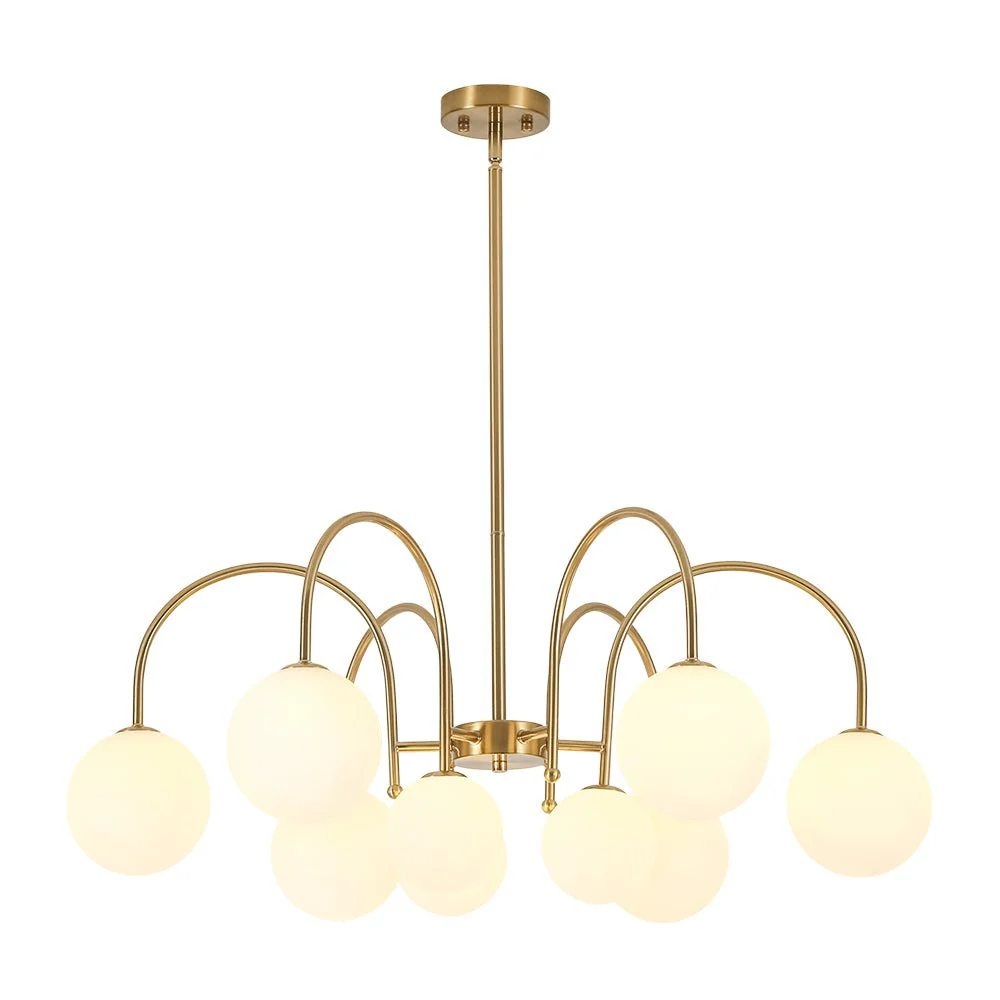 9-Light Goose Arm Opal Glass Bubble Tiered Chandelier - Image 4