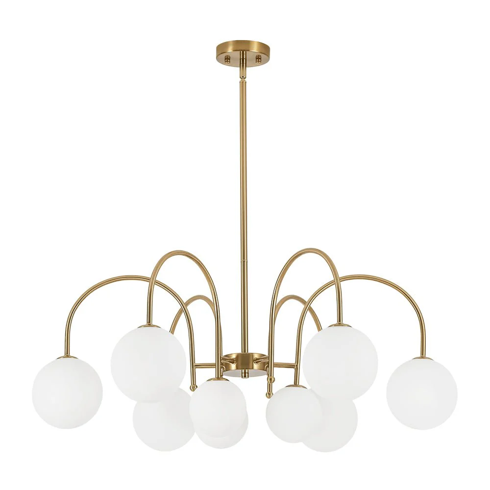 9-Light Goose Arm Opal Glass Bubble Tiered Chandelier - Image 5