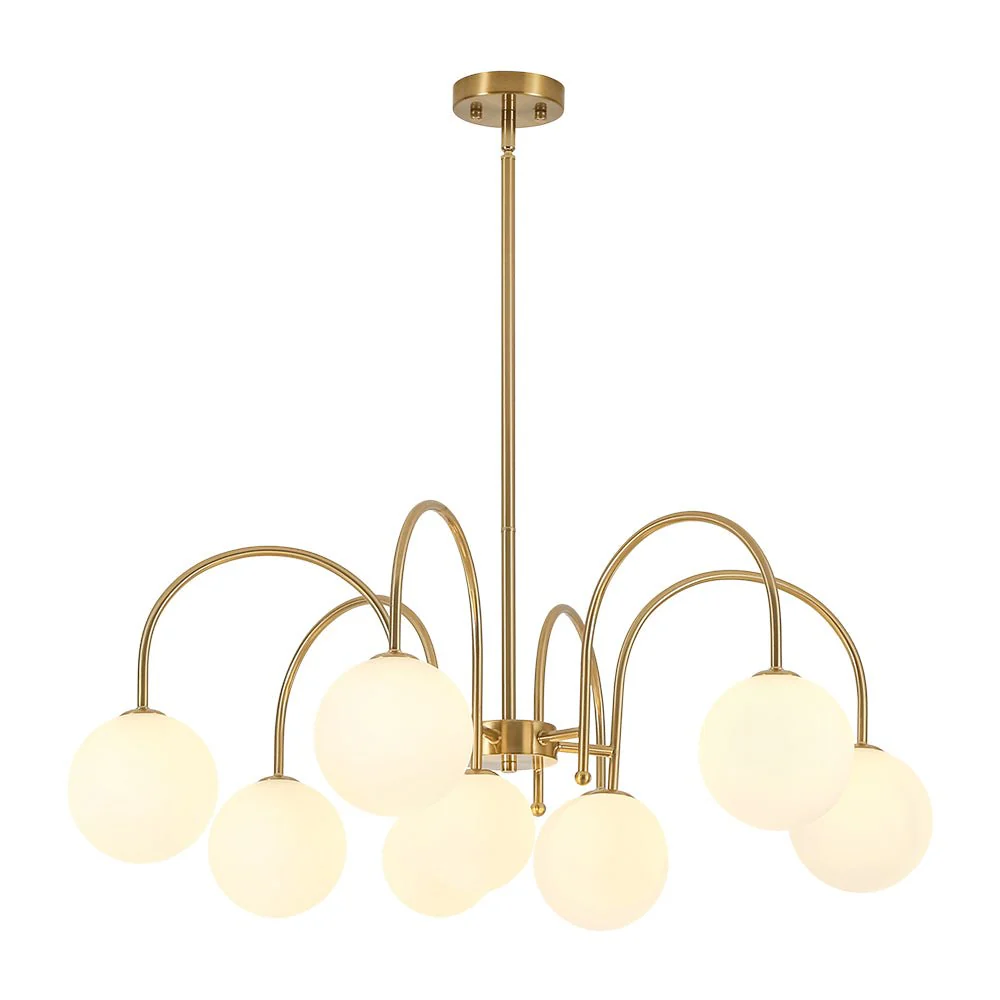 9-Light Goose Arm Opal Glass Bubble Tiered Chandelier - Image 6