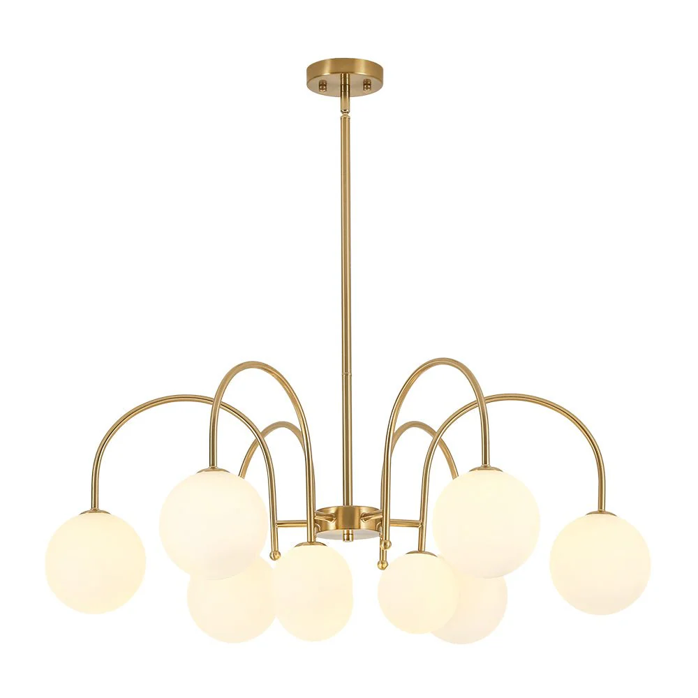 9-Light Goose Arm Opal Glass Bubble Tiered Chandelier - Image 7