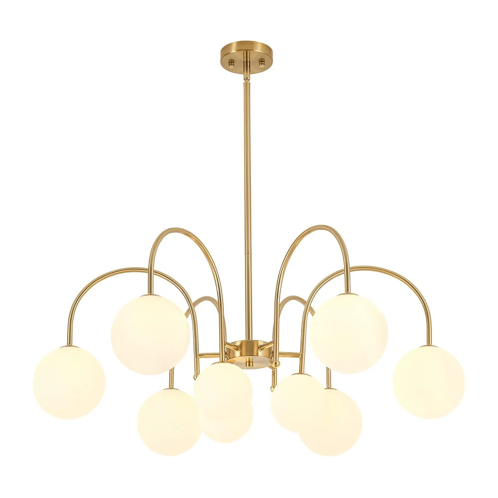 9-Light Goose Arm Opal Glass Bubble Tiered Chandelier - Image 8