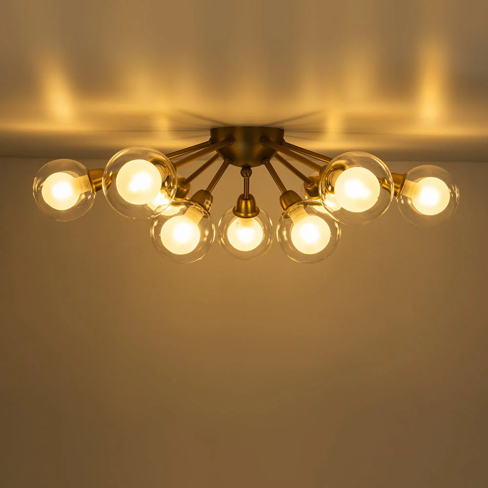 9-Light Layered Glass Bubble Sputnik Semi Flush Chandelier - Image 15