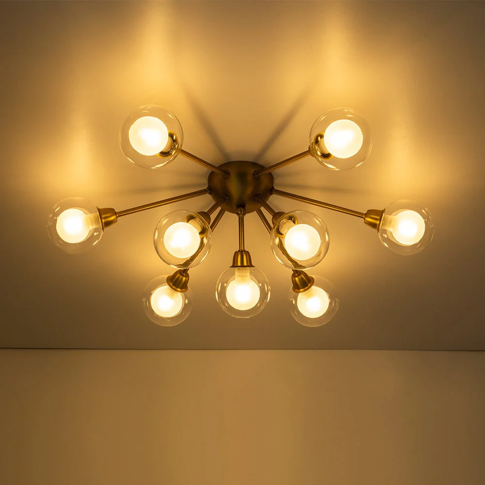 9-Light Layered Glass Bubble Sputnik Semi Flush Chandelier - Image 16