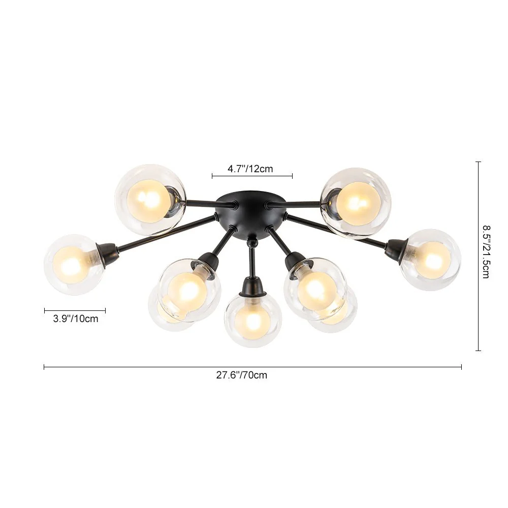 9-Light Layered Glass Bubble Sputnik Semi Flush Chandelier - Image 29