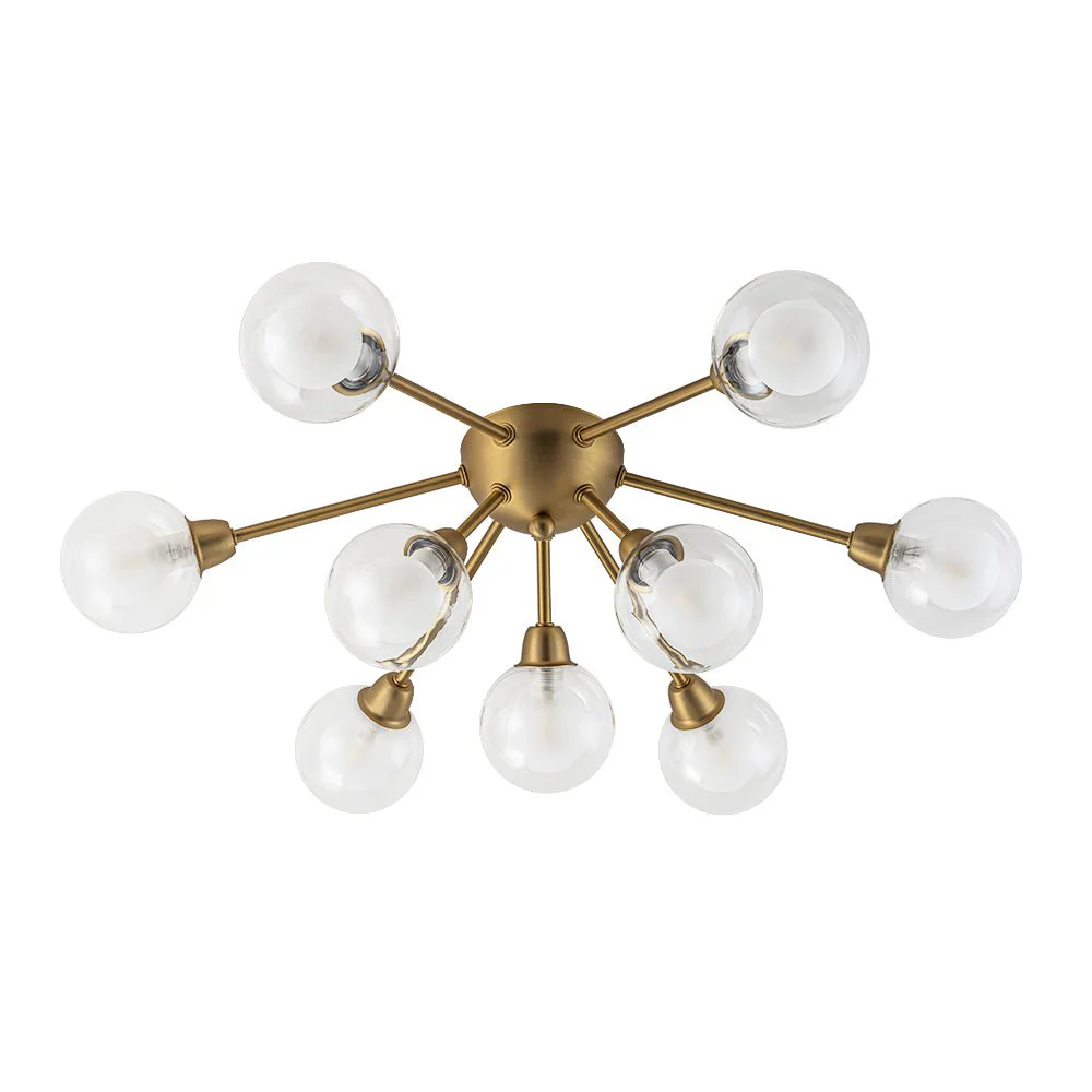 9-Light Layered Glass Bubble Sputnik Semi Flush Chandelier - Image 6