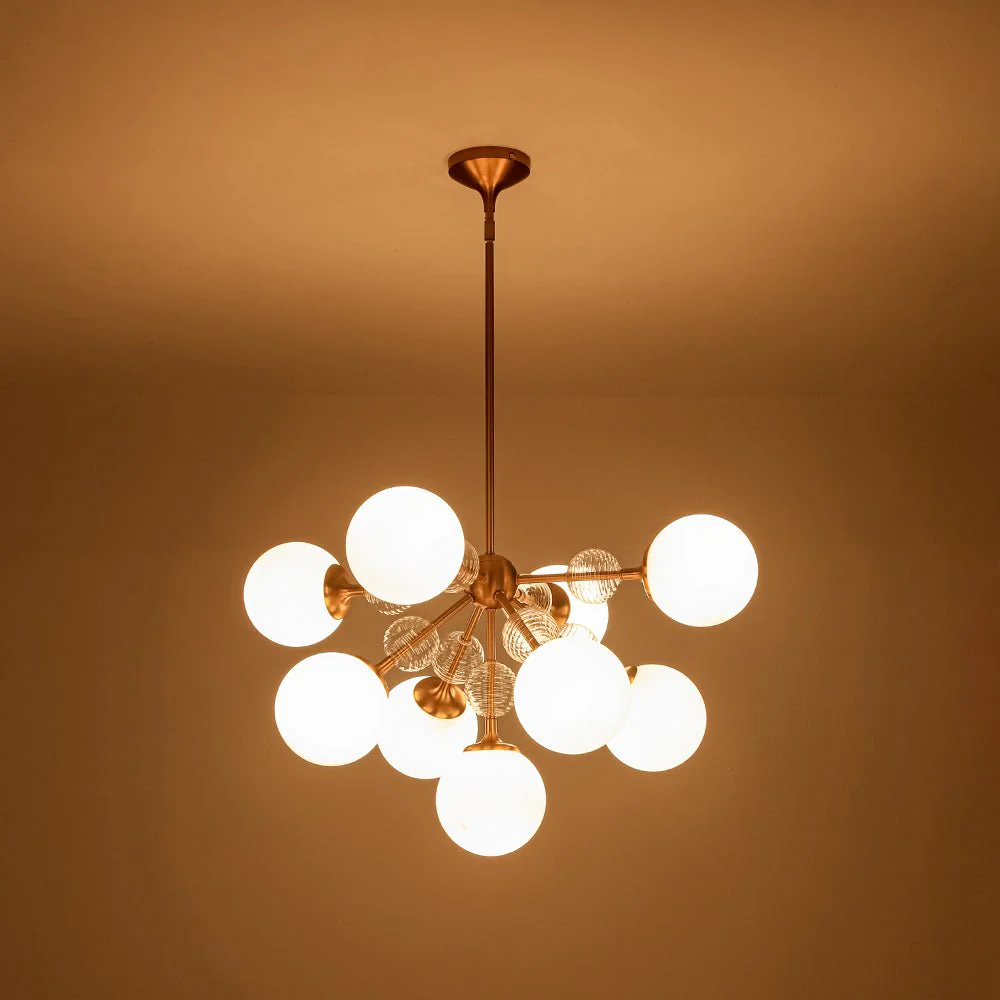 9-Light Tiered Sputnik Glass Globe Bubble Chandelier - Image 11