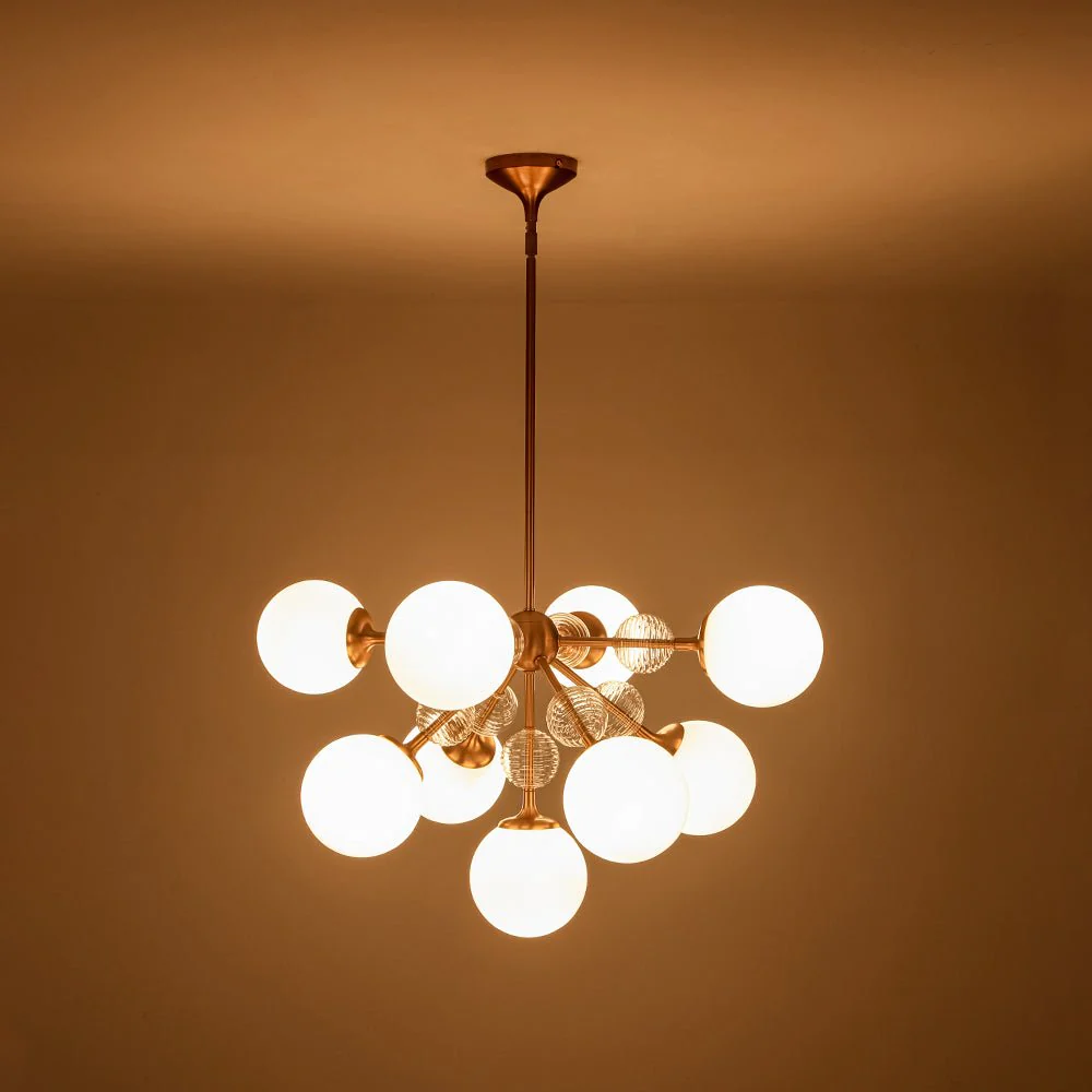 9-Light Tiered Sputnik Glass Globe Bubble Chandelier - Image 12