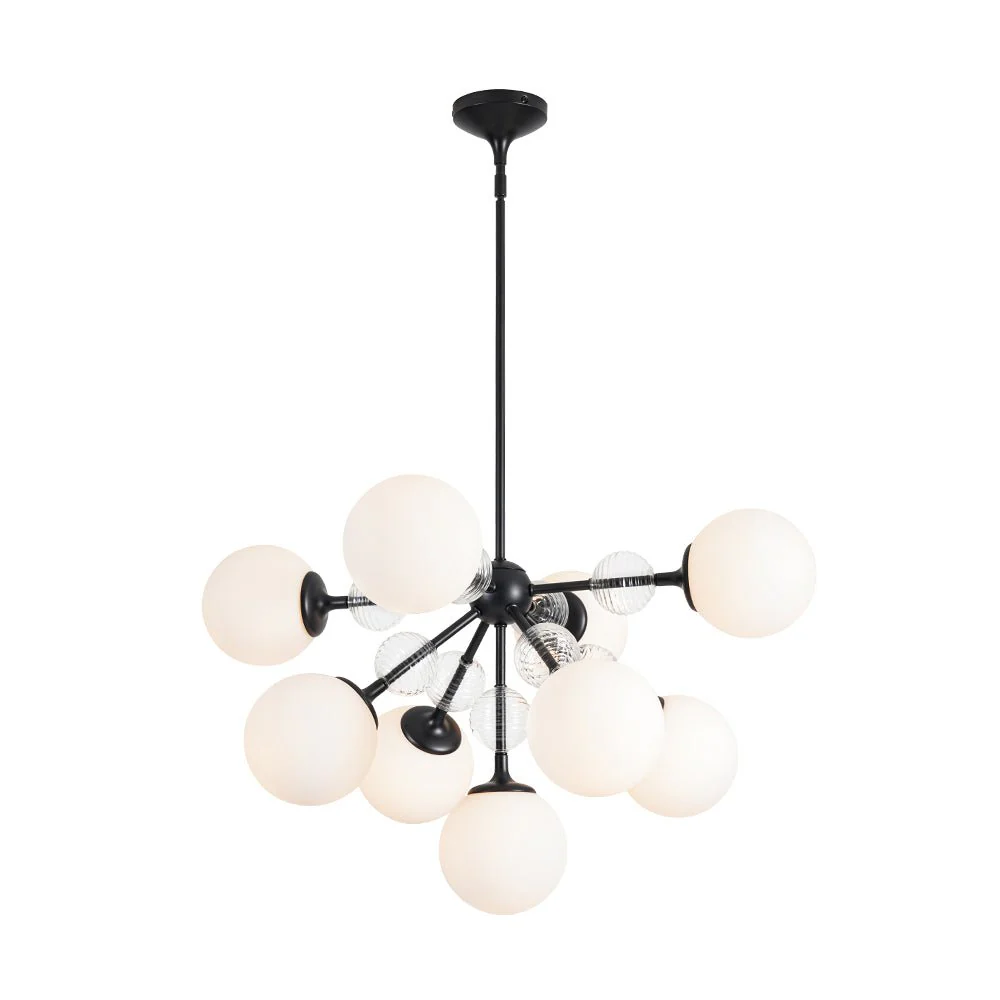 9-Light Tiered Sputnik Glass Globe Bubble Chandelier - Image 17
