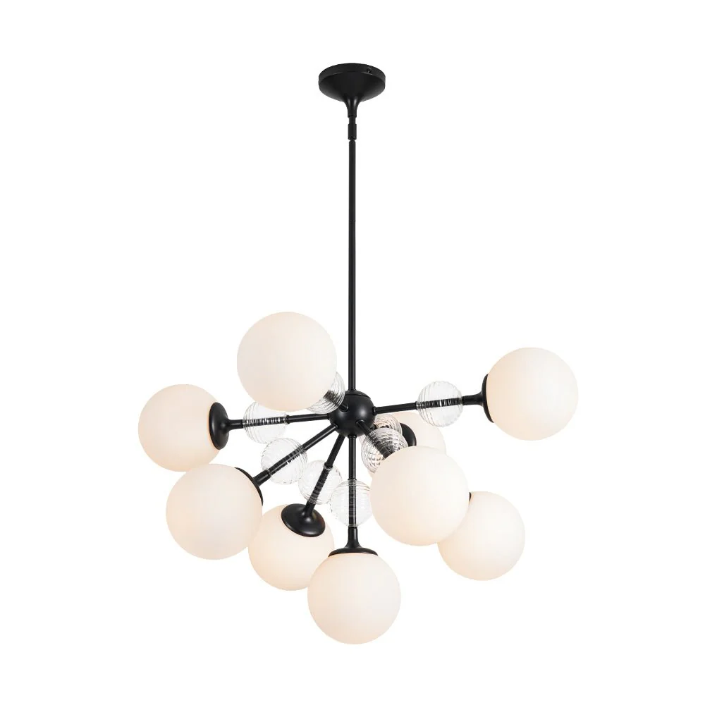9-Light Tiered Sputnik Glass Globe Bubble Chandelier - Image 19
