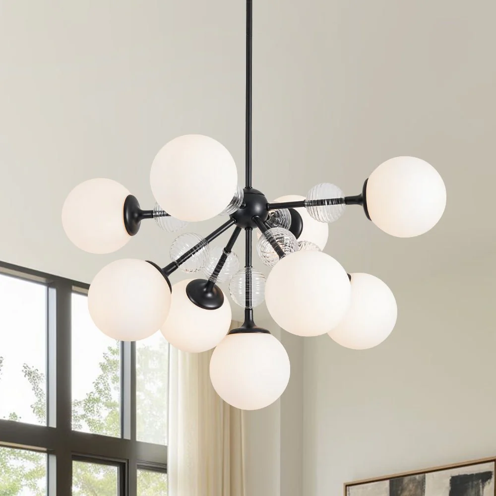 9-Light Tiered Sputnik Glass Globe Bubble Chandelier - Image 2