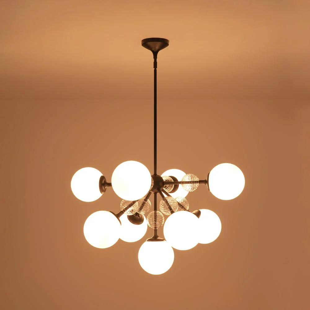 9-Light Tiered Sputnik Glass Globe Bubble Chandelier - Image 23