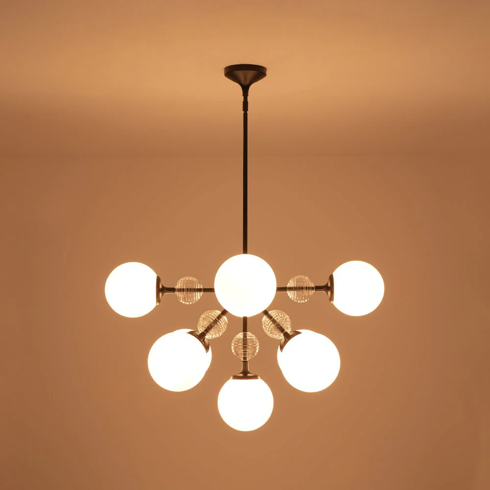 9-Light Tiered Sputnik Glass Globe Bubble Chandelier - Image 24