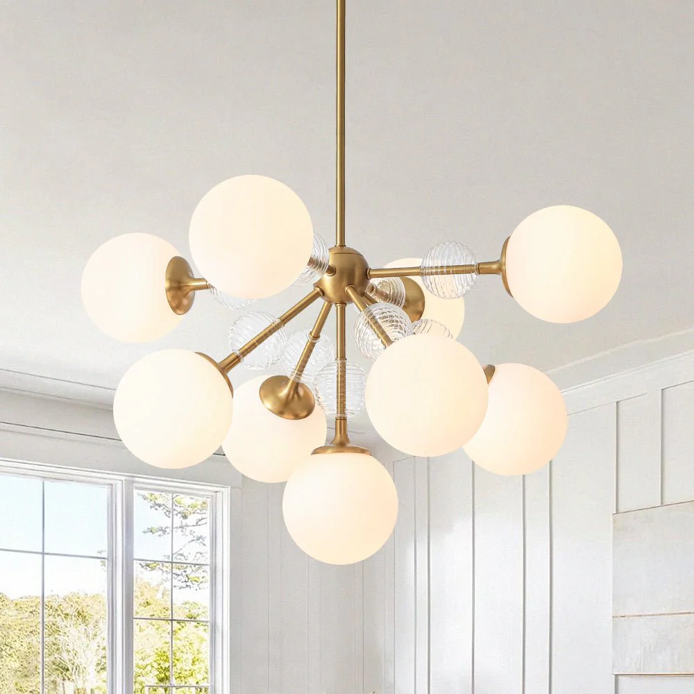 9-Light Tiered Sputnik Glass Globe Bubble Chandelier - Image 4