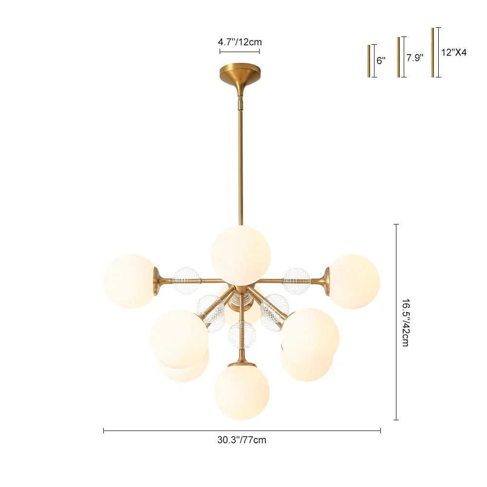 9-Light Tiered Sputnik Glass Globe Bubble Chandelier - Image 9