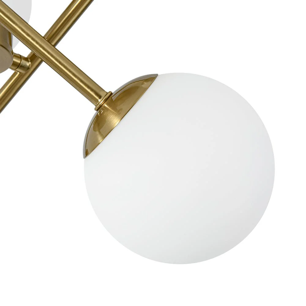 Adjustable Opal Glass Globe Brass Sputnik Semi Flush Mount - Image 8