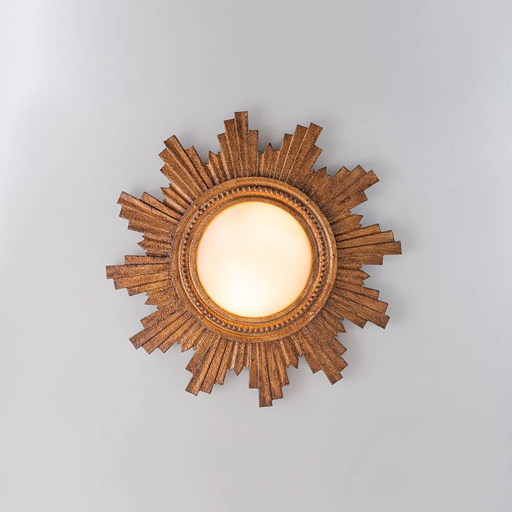 Antique Apollo Sunburst Sculpture Flush Mount / Wall Light - Image 5