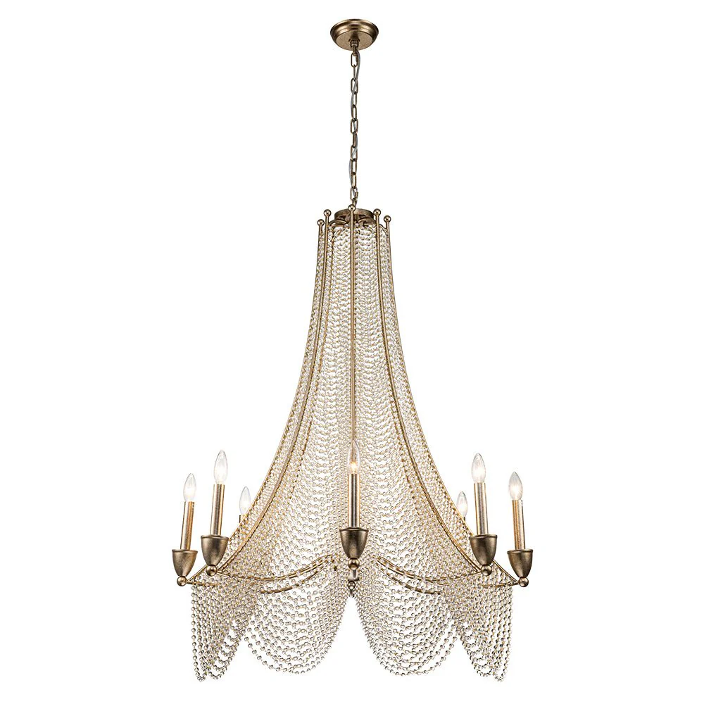 Antique Candle Style Crystal Bead Empire Chandelier - Image 10