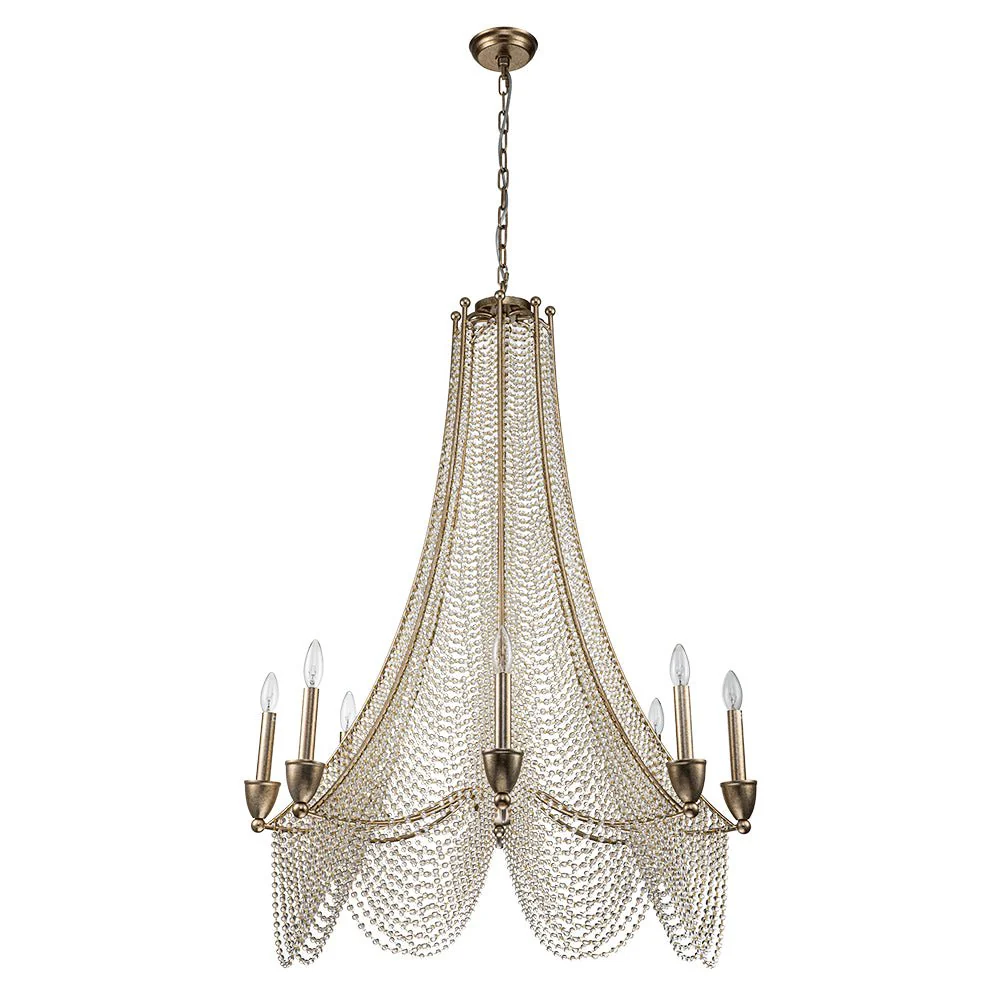 Antique Candle Style Crystal Bead Empire Chandelier - Image 11