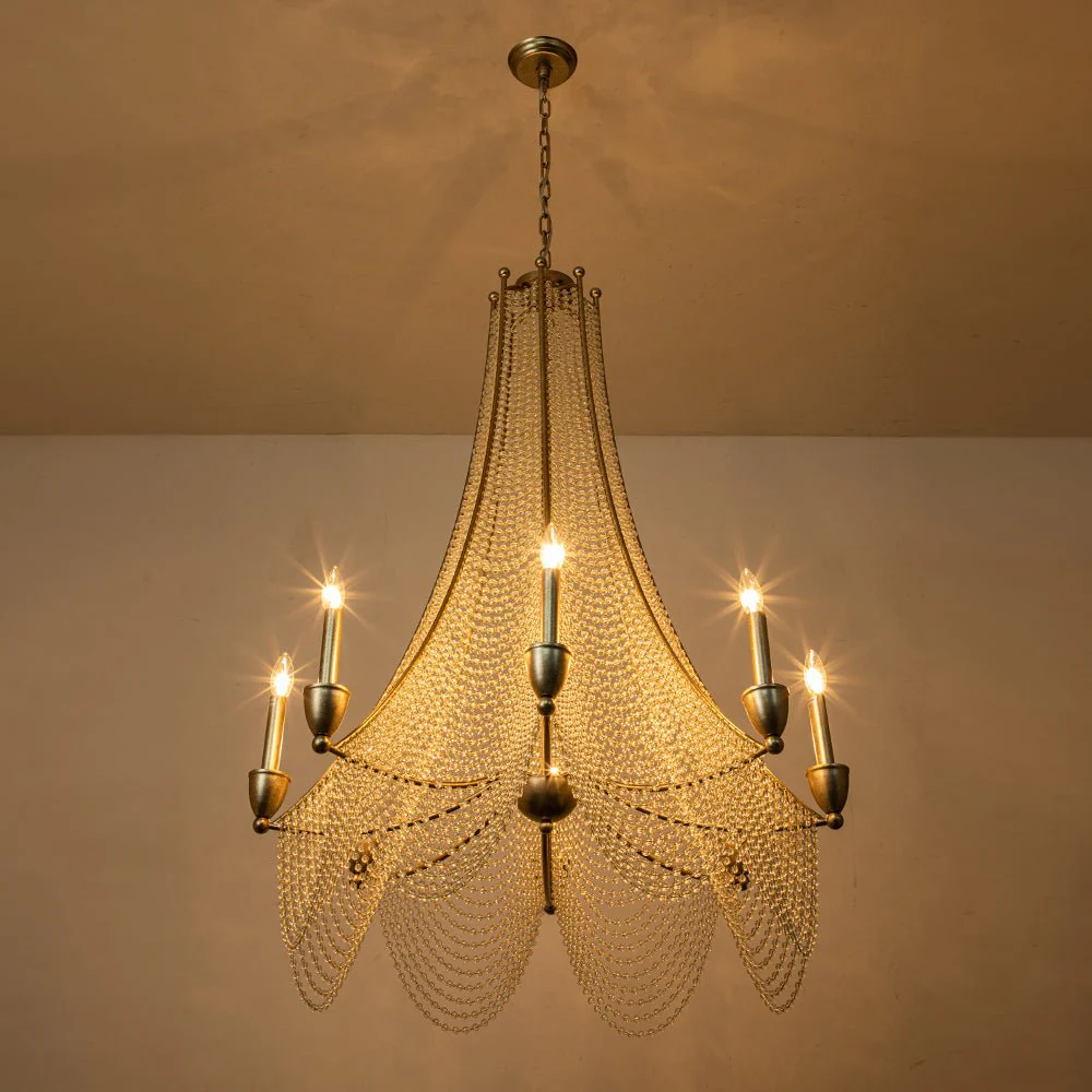 Antique Candle Style Crystal Bead Empire Chandelier - Image 17