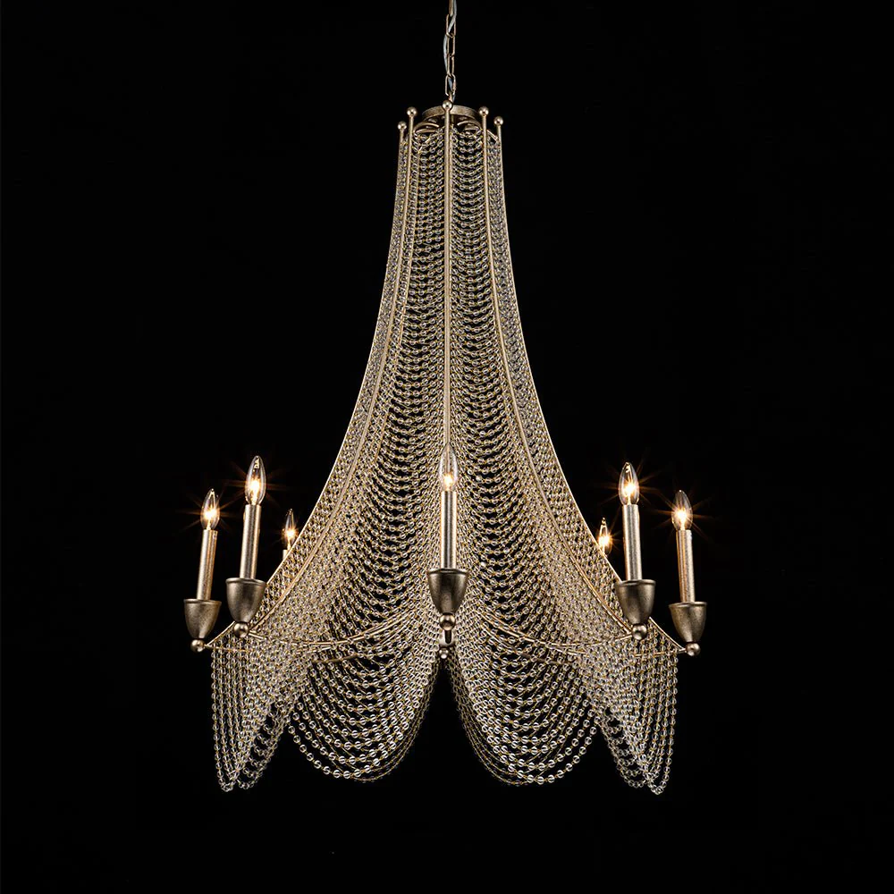 Antique Candle Style Crystal Bead Empire Chandelier - Image 18