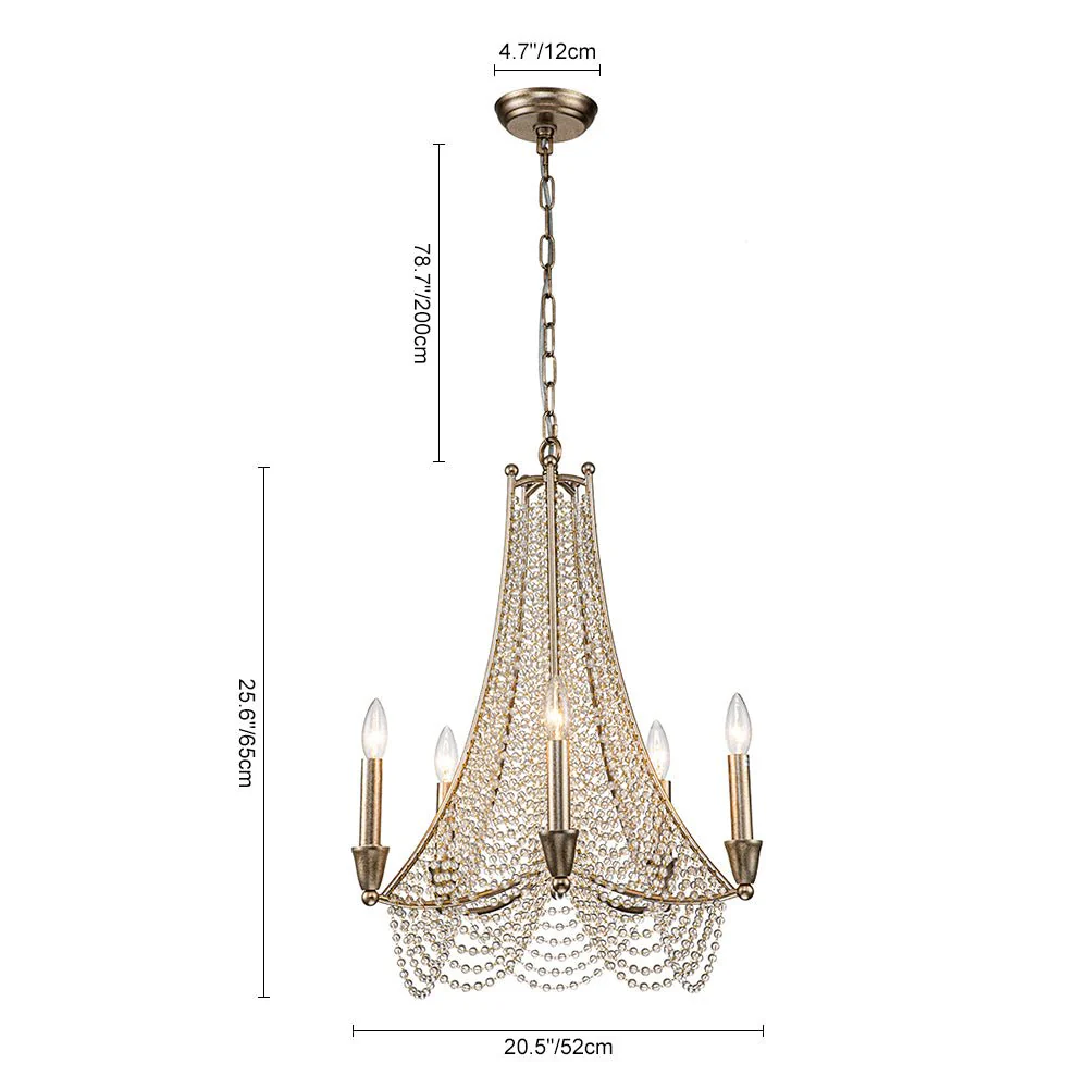 Antique Candle Style Crystal Bead Empire Chandelier - Image 19