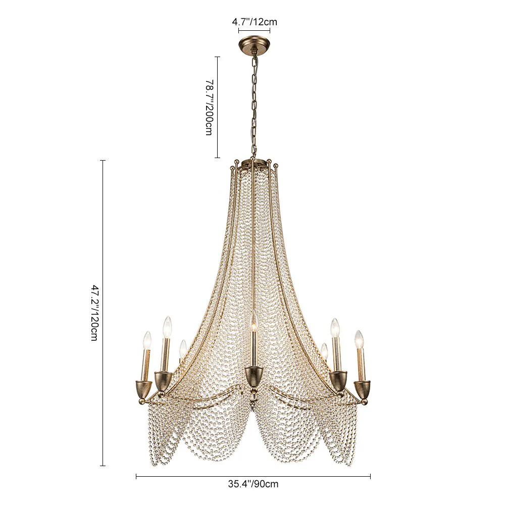 Antique Candle Style Crystal Bead Empire Chandelier - Image 20