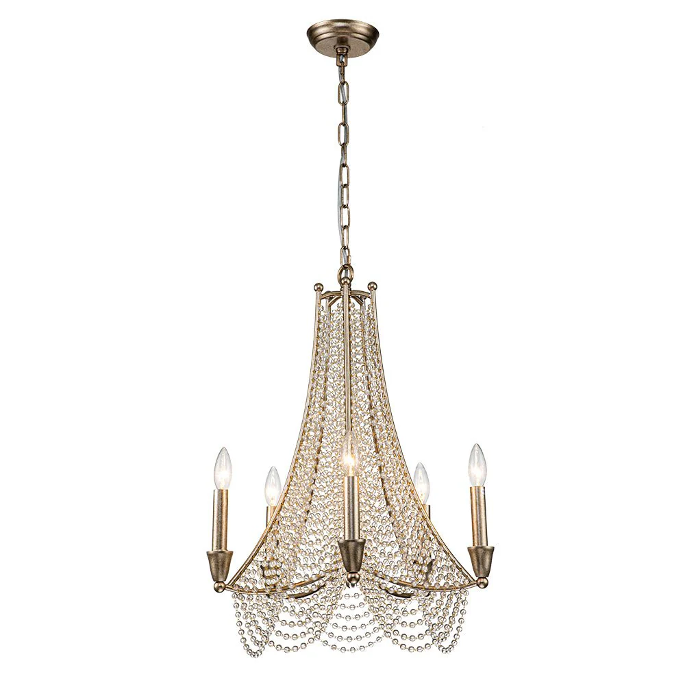Antique Candle Style Crystal Bead Empire Chandelier - Image 4