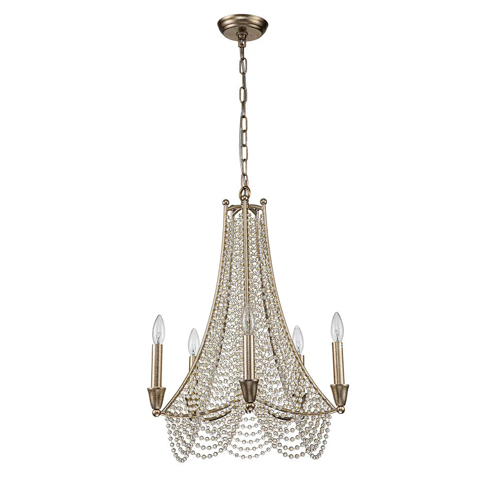 Antique Candle Style Crystal Bead Empire Chandelier - Image 5