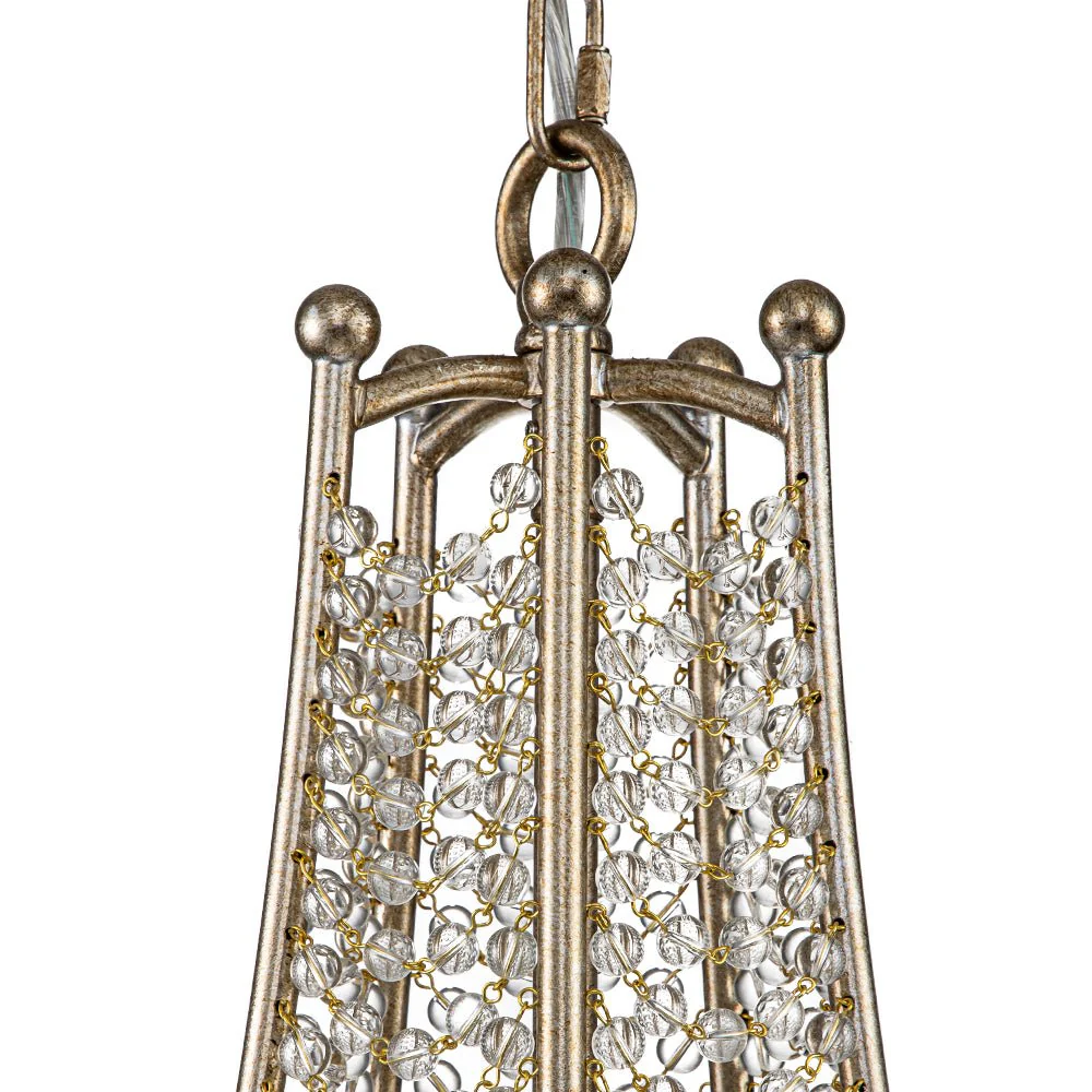 Antique Candle Style Crystal Bead Empire Chandelier - Image 6
