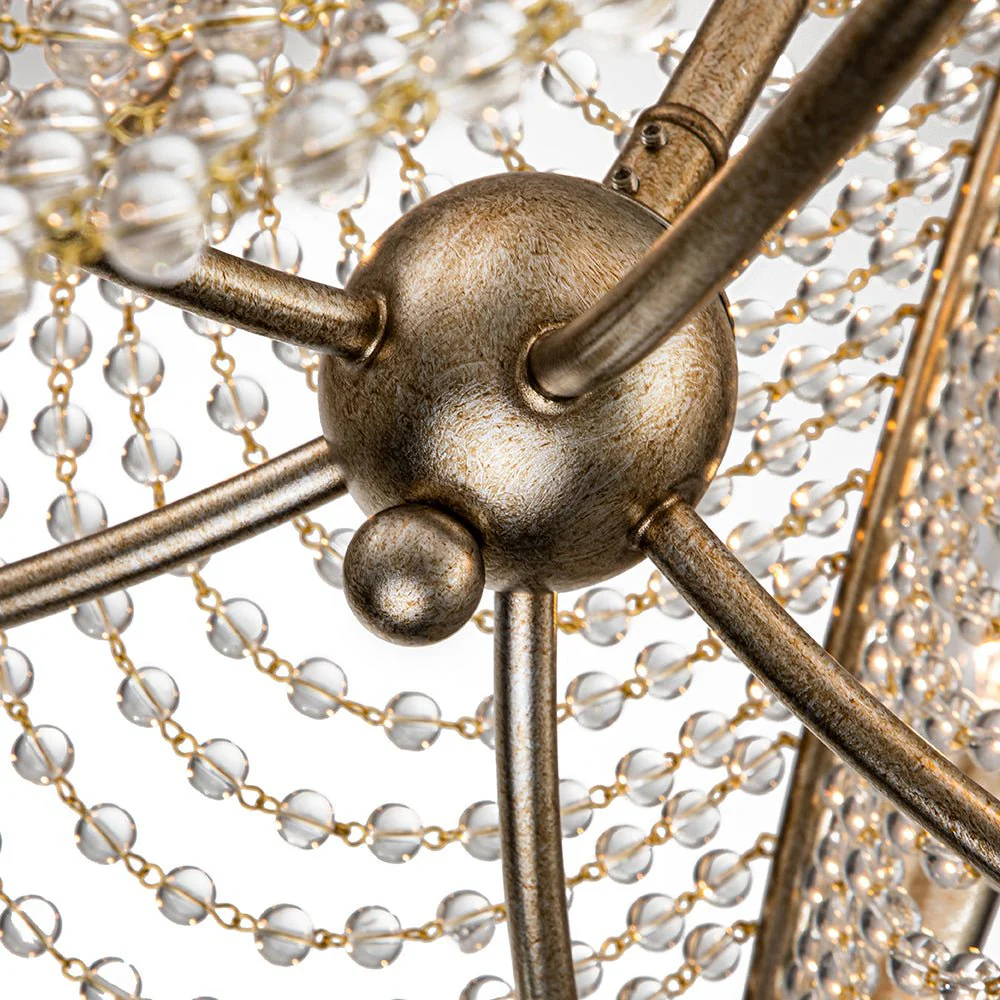 Antique Candle Style Crystal Bead Empire Chandelier - Image 7