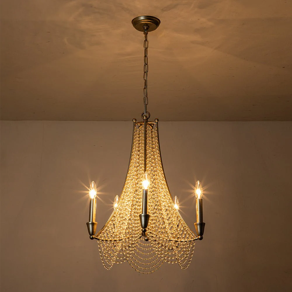 Antique Candle Style Crystal Bead Empire Chandelier - Image 8