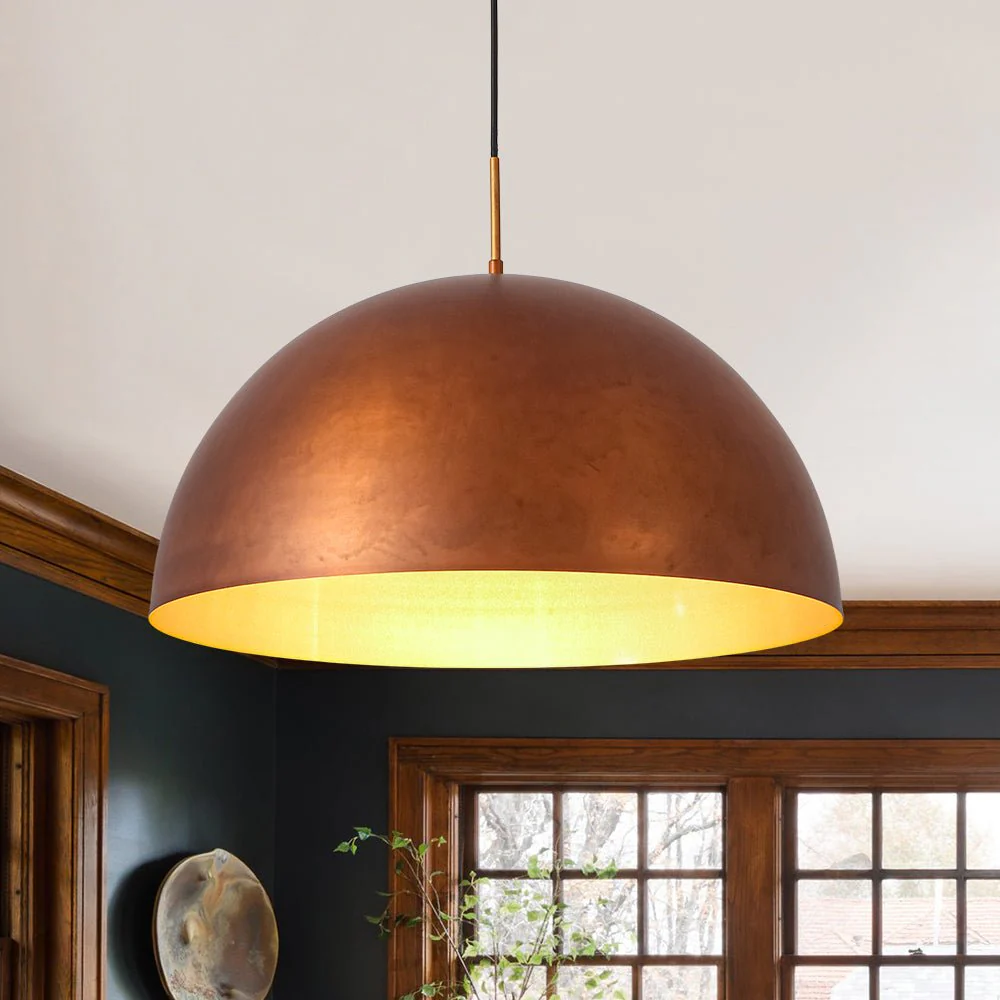 Antique Copper Style Iron Oversized Dome Pendant Light - Image 2