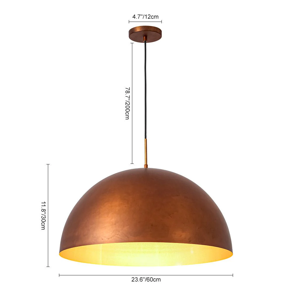 Antique Copper Style Iron Oversized Dome Pendant Light - Image 8