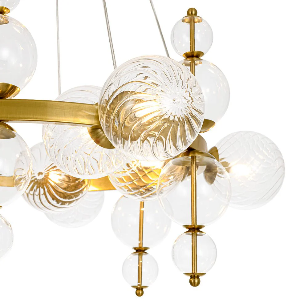 Art Deco 10-Light Glass Globe Bubble Circle Chandelier - Image 12
