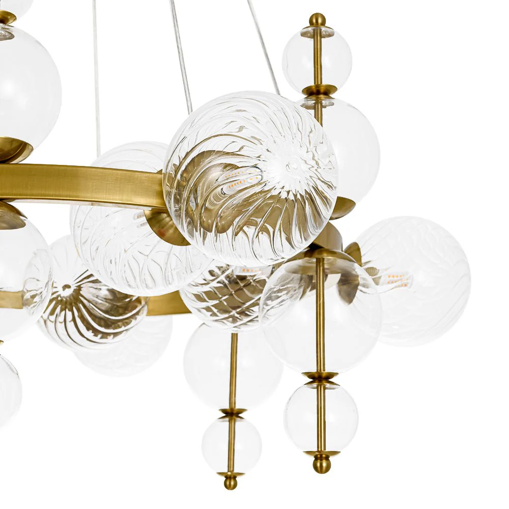 Art Deco 10-Light Glass Globe Bubble Circle Chandelier - Image 13