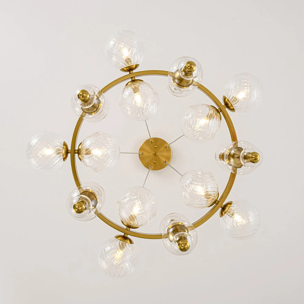 Art Deco 10-Light Glass Globe Bubble Circle Chandelier - Image 15