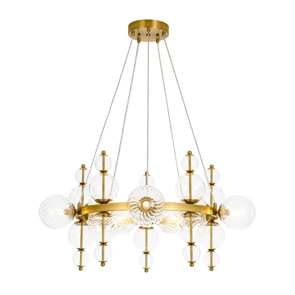 Art Deco 10-Light Glass Globe Bubble Circle Chandelier - Image 4