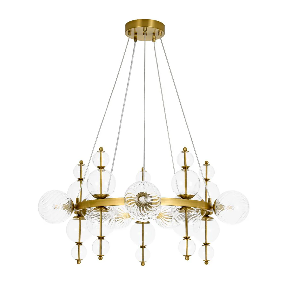 Art Deco 10-Light Glass Globe Bubble Circle Chandelier - Image 5