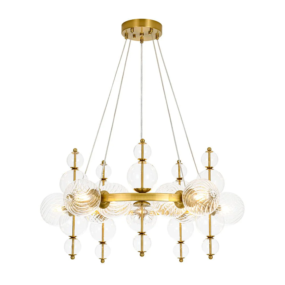 Art Deco 10-Light Glass Globe Bubble Circle Chandelier - Image 6