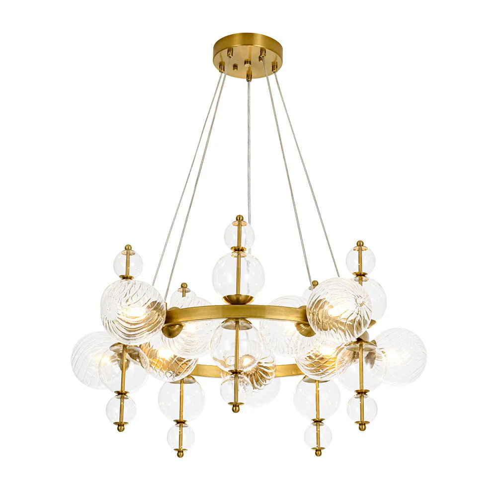 Art Deco 10-Light Glass Globe Bubble Circle Chandelier - Image 7