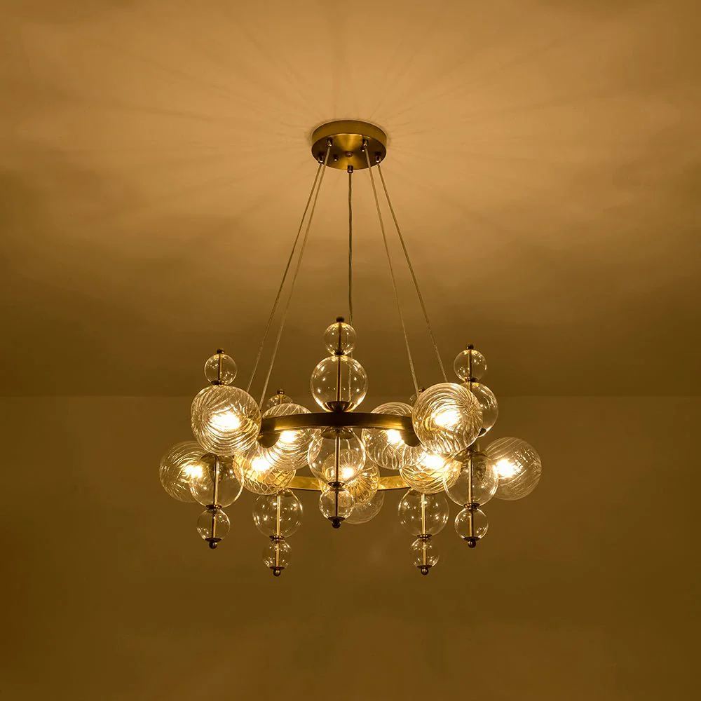 Art Deco 10-Light Glass Globe Bubble Circle Chandelier - Image 9
