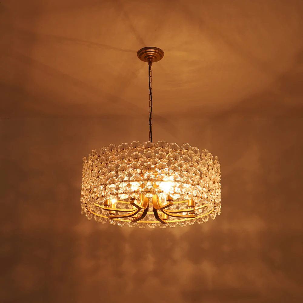 Art Deco Blossom Floral Cage Drum Lantern Pendant Light - Image 12
