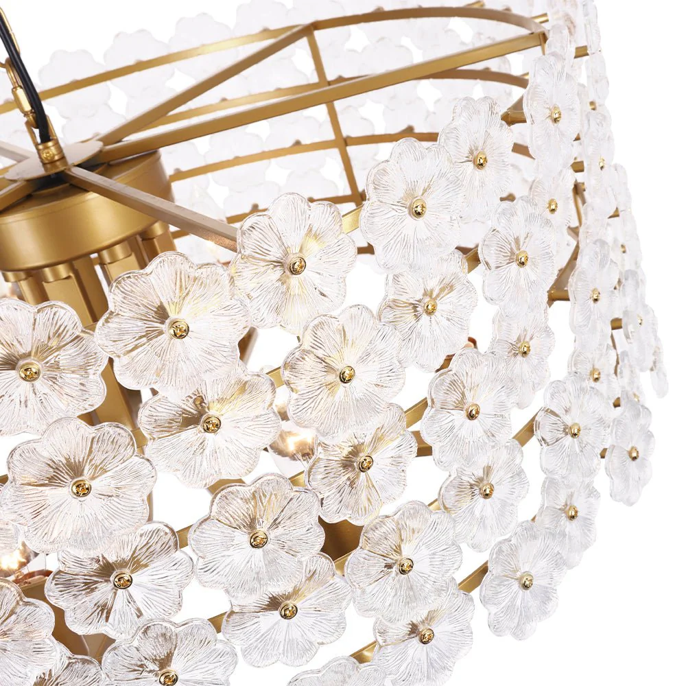 Art Deco Blossom Floral Cage Drum Lantern Pendant Light - Image 14