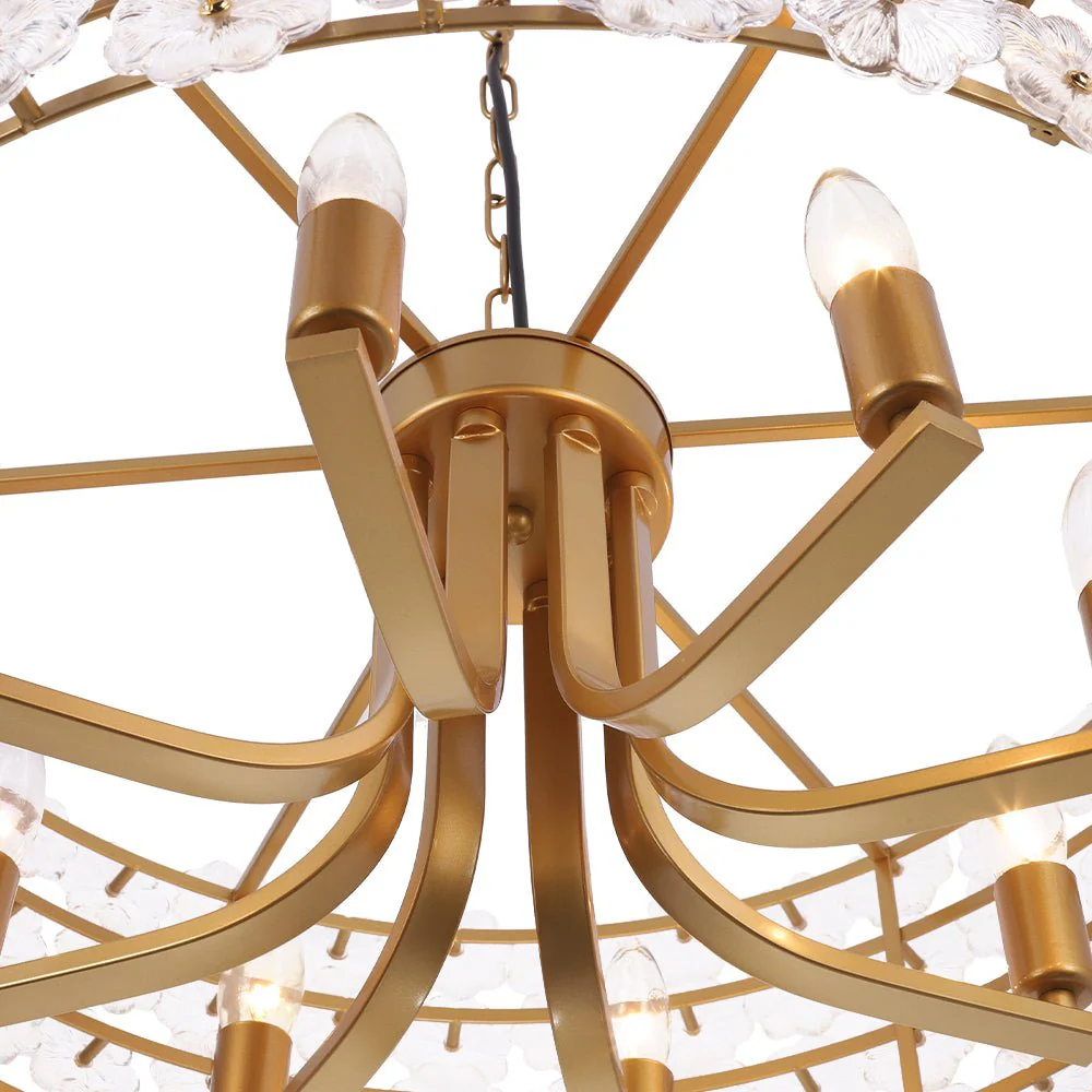Art Deco Blossom Floral Cage Drum Lantern Pendant Light - Image 16