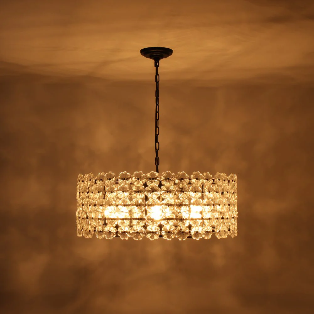 Art Deco Blossom Floral Cage Drum Lantern Pendant Light - Image 24