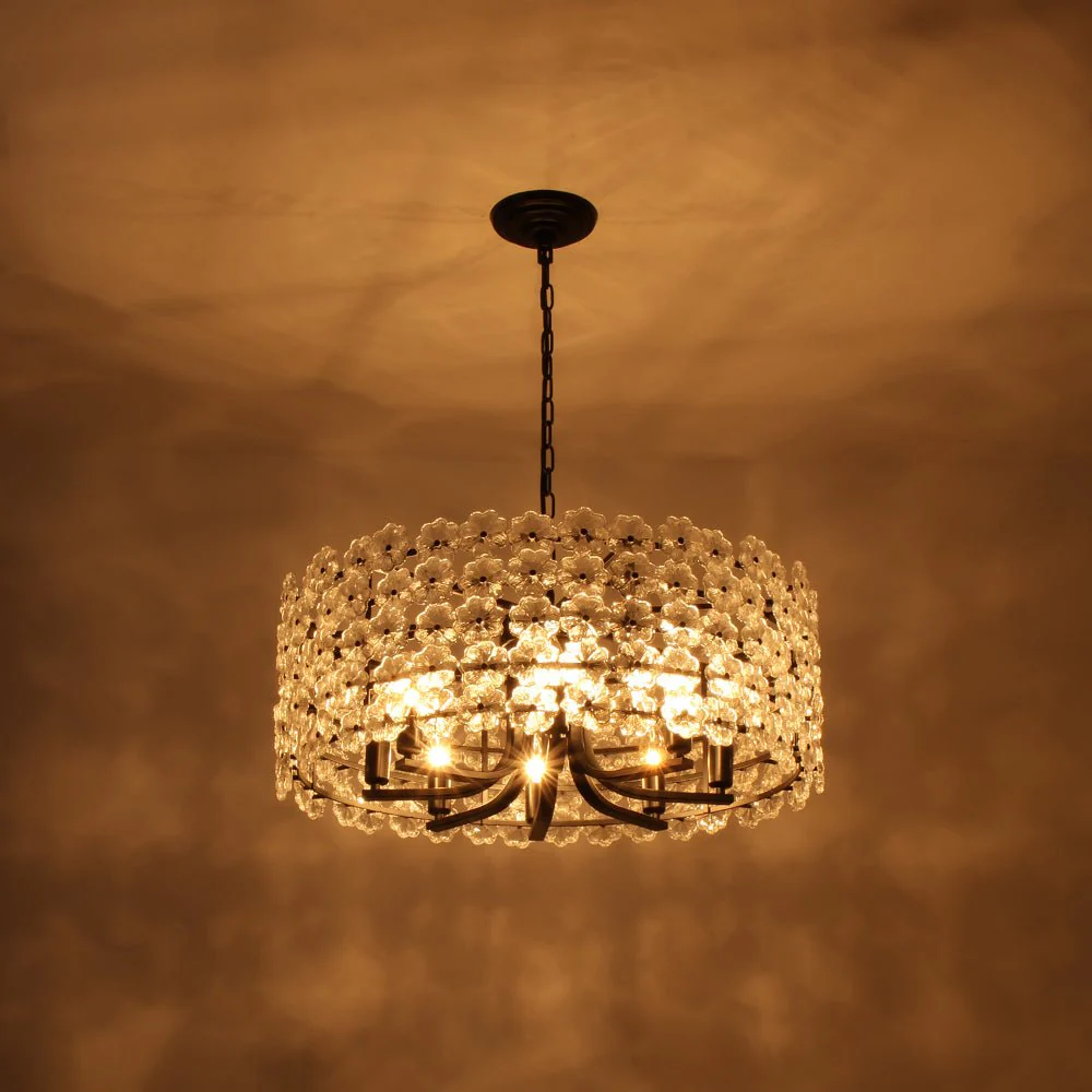 Art Deco Blossom Floral Cage Drum Lantern Pendant Light - Image 25